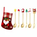 Christmas cutlery set with gold spoons and forks and red gift stocking - Red Bag With Gold Accents [6pcs] Style C