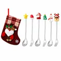 Festive Christmas tableware set featuring spoons, forks, and a red stocking bag - Red Bag Silver [6pcs] Style C