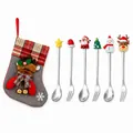Christmas cutlery set with spoons, forks and stocking gift bag - Grey Bag Silver [6pcs] Style C
