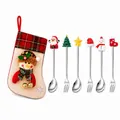 Christmas cutlery set with spoons, forks, and a festive plaid stocking gift bag - Silver Powder Bags [6pcs] Type A