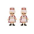 Detailed view of colorful rhinestone cartoon grandmother drop earrings for Christmas - Multicolor 1