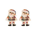 Detailed close-up showing the vibrant multi-colored rhinestones on Santa Claus earrings - Multicolor 2