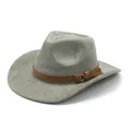 Detailed macro shot of the light grey suede texture on a vintage Western cowboy hat - M (56-58cm) / Army Green