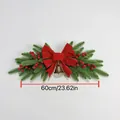 Detailed size view of 60cm Christmas wall swag with red velvet bow and golden bell - Red Berry Bell Lintel Wreath 60cm / Without Lights