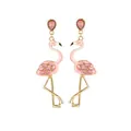 Eleganti orecchini pendenti a fenicottero rosa con finitura dorata e cristalli rosa. - Fenicottero con Strass Rosa