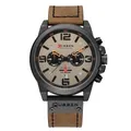 CURREN 8314 men's business leather strap watch with waterproof quartz calendar function - Brown Strap Gray Dial