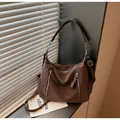 Vintage textured brown crossbody bag for women's daily commute and casual style - Brown