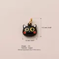 Ciondolo gatto cartone animato nero con dimensioni 11,5x12mm e dettagli in rame - Ciondolo Gatto Nero