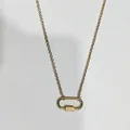 Collana con pendente a moschettone placcata oro 14K dal design industriale elegante. - Collana Oro con Moschettone Ovale