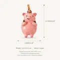 Detailed pink glitter pig animal charm pendant crafted in copper with 18K gold plating - 5 Pig Pendant Only (Without Chain)
