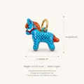 Animal kingdom series blue enamel pony charm with 18K gold plated copper, 17.8x15.8mm. - Blue Horse