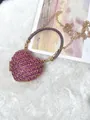 Élégant mini sac de soirée en forme de cœur orné de strass roses et chaîne dorée - A154 rose
