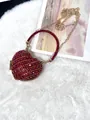 Petit sac de soirée luxe en forme de cœur avec strass rouges et chaîne dorée - A154 rouge