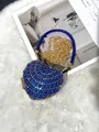 Pochette de soirée élégante en forme de cœur avec strass bleus et chaîne dorée - A152 bleu