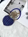 Pochette de soirée luxueuse en forme de cœur avec strass bleus et chaîne dorée élégante - A155 bleu