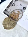 Luxueux sac de soirée en forme de cœur avec strass dorés et élégante chaîne en métal - A155 doré