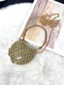 Sac de soirée élégant en forme de cœur avec strass dorés, poignée en cristal et chaîne - A154 Or