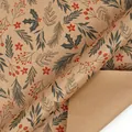 Retro Kraft Christmas wrapping paper roll with festive floral and botanical patterns. - Christmas Series - Kraft Red Fruit / 43cmx3m