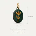 Elegante ciondolo a fiore in smalto verde su rame con i dettagli dimensionali - Pendaglio Fiore No.9