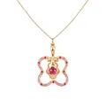Détail du pendentif collier en or magique avec pierre étoile rouge et émail rose brillant - Collier Bouteille Papillon Rose
