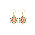 Orecchini a pendente a fiocco di neve di Natale con strass rossi e verdi e perla. - Stile Fiocco di Neve Multicolore