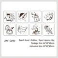 Set of 8 cute wood stamps for journal decoration including various life icons. - Life Little Candy / 8 Pieces Set
