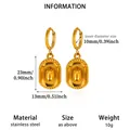 Gold stainless steel oval drop earrings with size and weight information detail - Vintage Oval Style (E6741) / Gold
