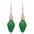 Orecchini a forma di lampadina di Natale con glitter verdi e ganci dorati per feste - Stile Lampadina Verde