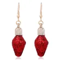 Orecchini a forma di lampadina di Natale rossi glitterati con ganci in metallo dorato - Stile Lampadina Rossa