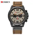 CURREN 8314 men's quartz watch featuring a brown leather strap and a dark grey dial - Brown Strap Gray Dial