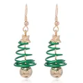 Orecchini a pendente a forma di albero di Natale verde con spirale e stella dorata - Stile Albero a Spirale Verde