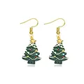 Orecchini festivi a forma di albero di Natale con stella d'oro e piccoli accenti di perline - Stile Albero Decorato Dorato