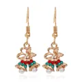 Orecchini a campana di Natale con strass rossi e verdi e perle bianche finitura oro - Stile Perla Campana Rosso Verde