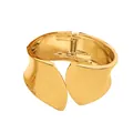 Elegante brazalete de aleación irregular dorado con apertura de bisagra de resorte. - Superficie Ancha Irregular (As0126)