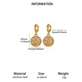 Gold plated stainless steel cherub earrings with detailed size material and weight specifications - Angel Relief Style (E6841) / Gold