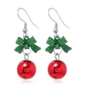 Orecchini di Natale con fiocchi glitterati verdi e palline rosse lucide - Stile Fiocco Foglia Verde Sfera Rossa