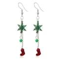 Orecchini pendenti di Natale con fiocco di neve verde, campanello e stivale rosso. - Stile Fiocco di Neve Verde Stivale Rosso
