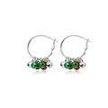 Orecchini a cerchio natalizi con ciondoli a campanellino in metallo rosso verde argento - Stile Cerchio Campana Colorata Argentata
