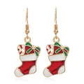 Orecchini a gancio smaltati a forma di calza di Natale rossi e bianchi con fiocco - Stile Calza Natalizia Bastoncino di Zucchero