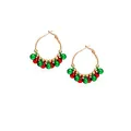 Eleganti orecchini a cerchio natalizi con campanellini rossi e verdi in oro - Stile Cerchio Campana Rosso Verde Dorato
