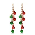 Orecchini a pendente festivi di Natale rossi e verdi con ganci dorati per le feste natalizie - Stile Lunga Catena Campana Rosso Verde