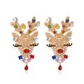 Orecchini renna di Natale fatti a mano con perline, strass colorati e perle sintetiche - Stile Alce con Perle e Strass Colorato