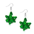 Orecchini a pendente festivi a forma di fiocco regalo verde per le feste natalizie - Stile Gancio Fiocco Verde