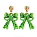 Eleganti orecchini a fiocco in metallo verde con perni dorati per le feste natalizie. - Anello con Fiocco Verde