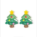 Orecchini a lobo a forma di albero di Natale glitterati verdi con stella gialla vivace - Stile Orecchino a Bottone Albero di Natale Paillettes