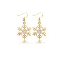 Eleganti orecchini a fiocco di neve dorati con accenti in cristallo trasparente. - Stile Fiocco di Neve Strass Dorato