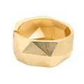 Elegante brazalete geométrico facetado en tono dorado con textura de rayos de sol - Brazalete geométrico a rayas (As0003)
