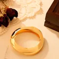 Brazalete de aleación de oro con forma irregular y apertura de resorte - Líneas circulares irregulares (As0095)