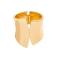 Elegante brazalete ancho irregular de aleación dorada con apertura de resorte - Estilo asimétrico liso grande (As0150)