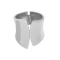 Brazalete moderno de aleación plateada irregular con bisagra de resorte para mujer - Estilo asimétrico liso grande (As0151)